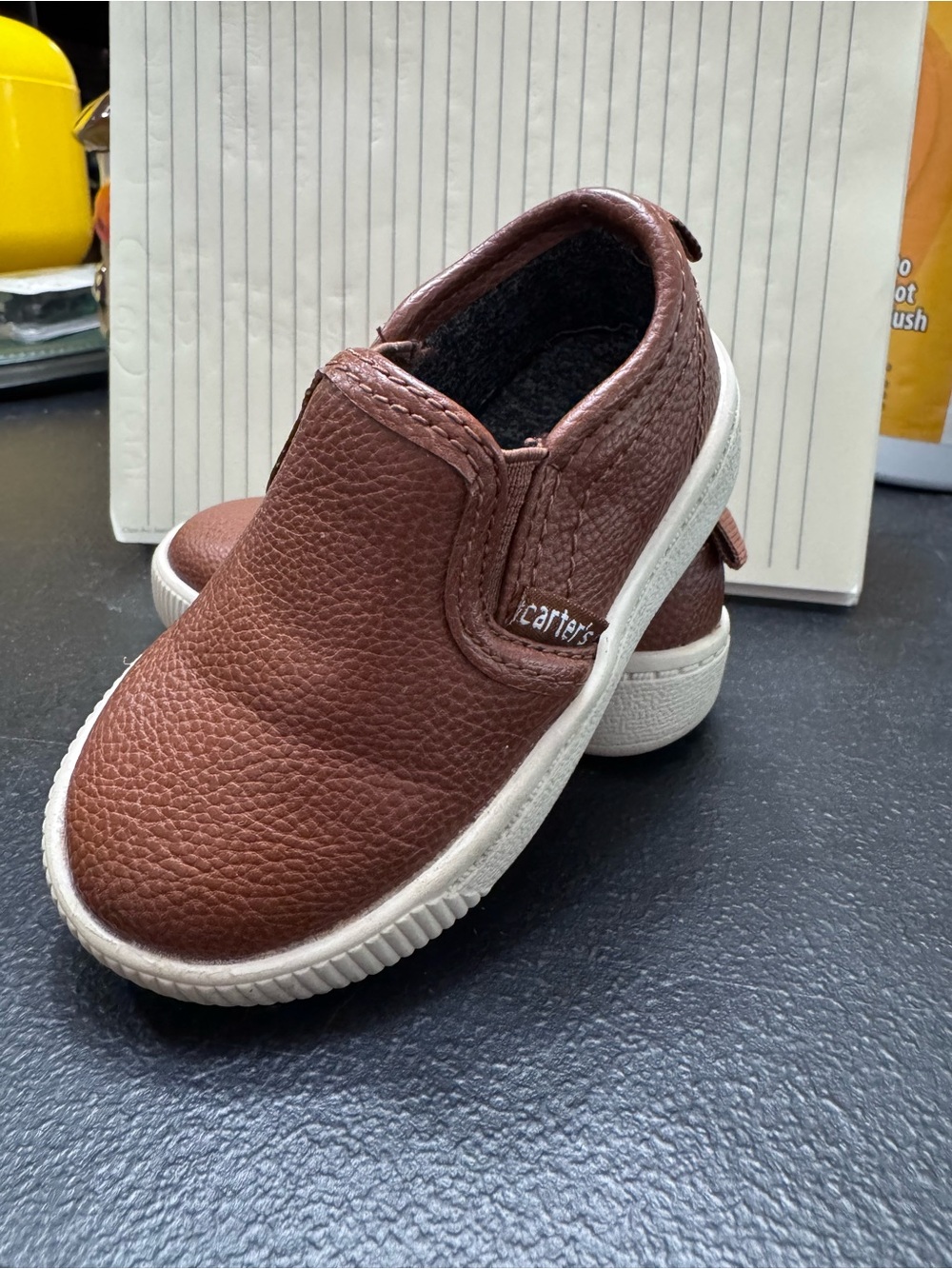 Carter's Brown Slip-On Toddler Sneakers with White Sole